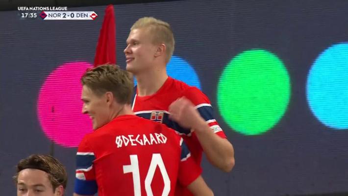 [进球视频] 努萨左路内切直塞助攻！哈兰德小角度低射破门再下一城！
